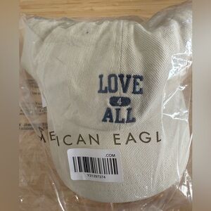 NWT American Eagle Cream Cap with Blue Embroidery